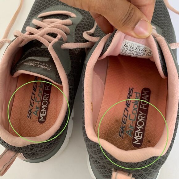 Skechers Flex Appeal 2.0 Shoes Sneakers Women 7.5 Gray Pink Workout Gym Running - Picture 6 of 9